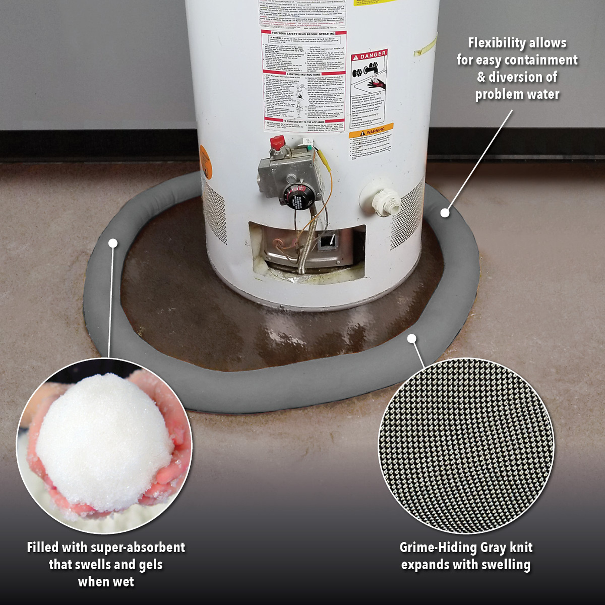 Quick Dam Water Dams - 4ft., Absorbs 1.5 Gal., 30 Pcs, Gray, Model# WUB24-30G